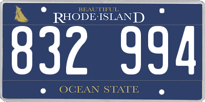 RI license plate 832994
