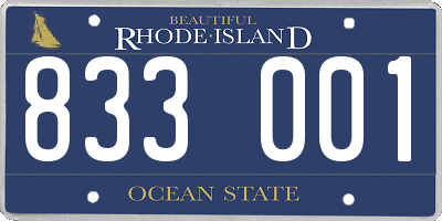RI license plate 833001