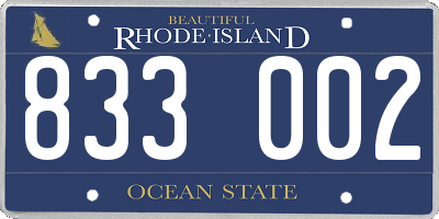 RI license plate 833002