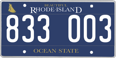 RI license plate 833003