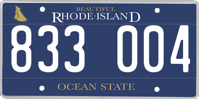 RI license plate 833004