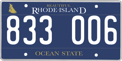 RI license plate 833006