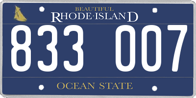 RI license plate 833007