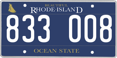RI license plate 833008