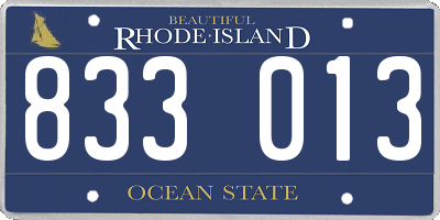 RI license plate 833013