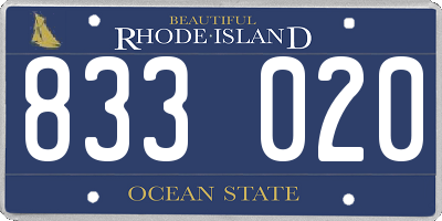 RI license plate 833020
