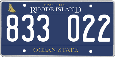 RI license plate 833022