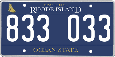 RI license plate 833033