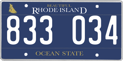 RI license plate 833034