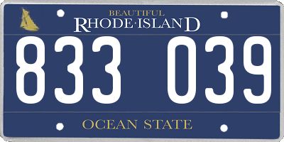 RI license plate 833039