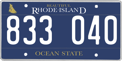 RI license plate 833040