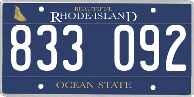 RI license plate 833092