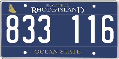 RI license plate 833116
