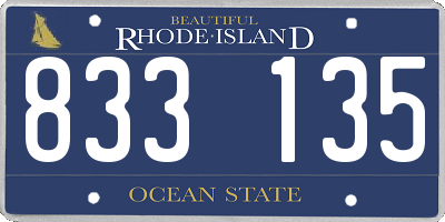 RI license plate 833135