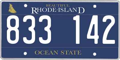 RI license plate 833142