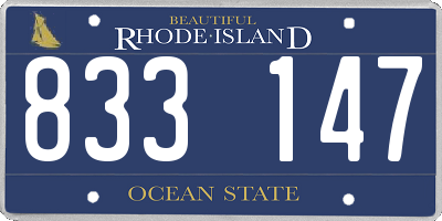 RI license plate 833147