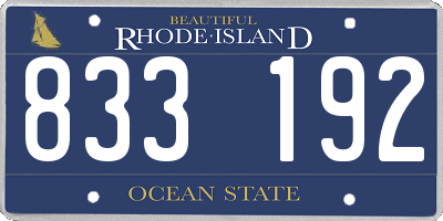 RI license plate 833192