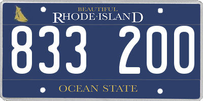 RI license plate 833200
