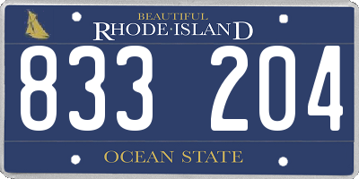 RI license plate 833204