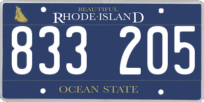 RI license plate 833205
