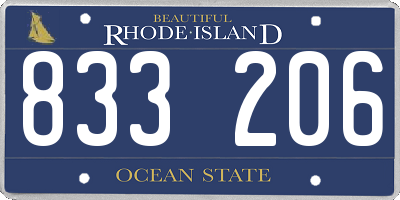 RI license plate 833206