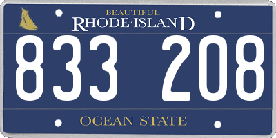 RI license plate 833208