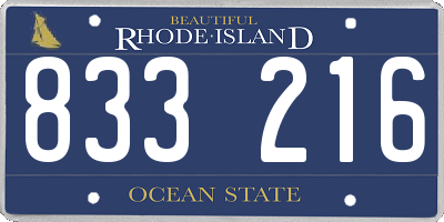 RI license plate 833216