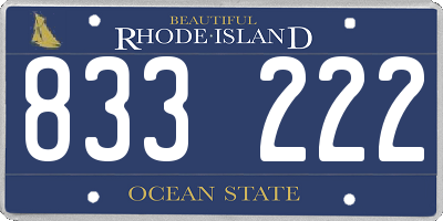RI license plate 833222