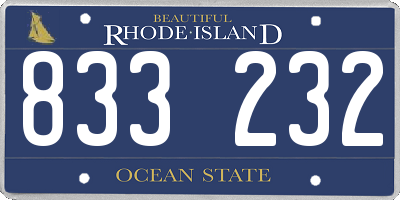 RI license plate 833232