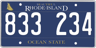 RI license plate 833234