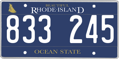 RI license plate 833245
