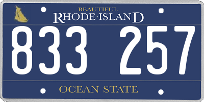 RI license plate 833257