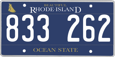 RI license plate 833262