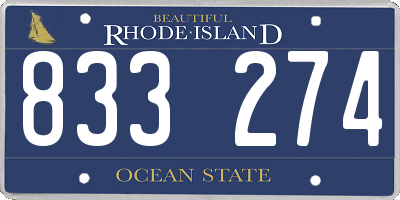 RI license plate 833274