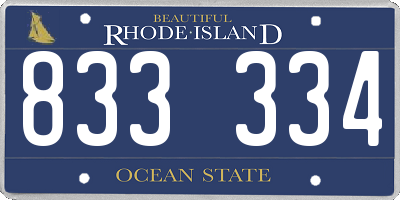 RI license plate 833334