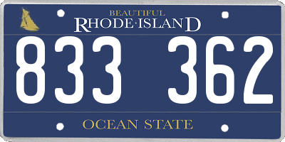 RI license plate 833362