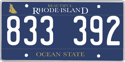 RI license plate 833392