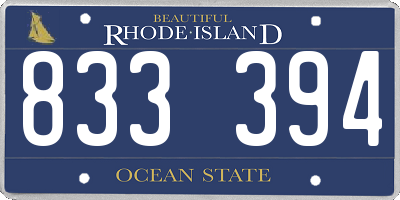 RI license plate 833394