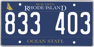 RI license plate 833403