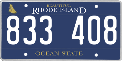 RI license plate 833408