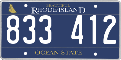 RI license plate 833412