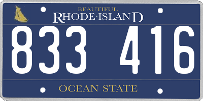 RI license plate 833416