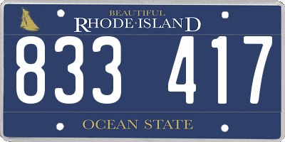 RI license plate 833417