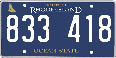 RI license plate 833418