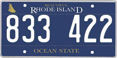 RI license plate 833422