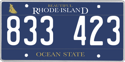 RI license plate 833423