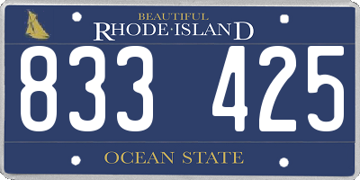 RI license plate 833425