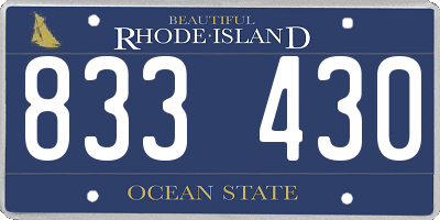 RI license plate 833430