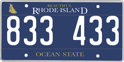 RI license plate 833433