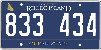 RI license plate 833434